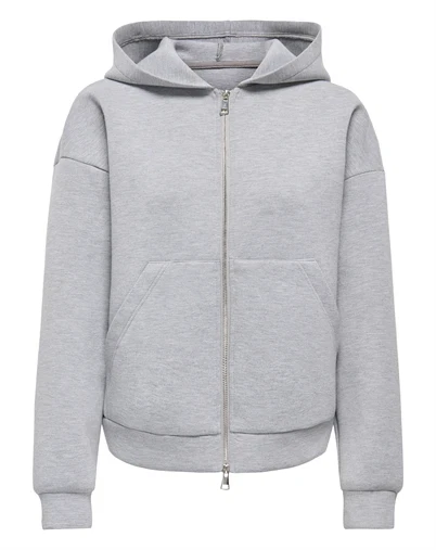 JDY - JDYSabrina Scuba Zip Hoodie - Light Grey Melange
